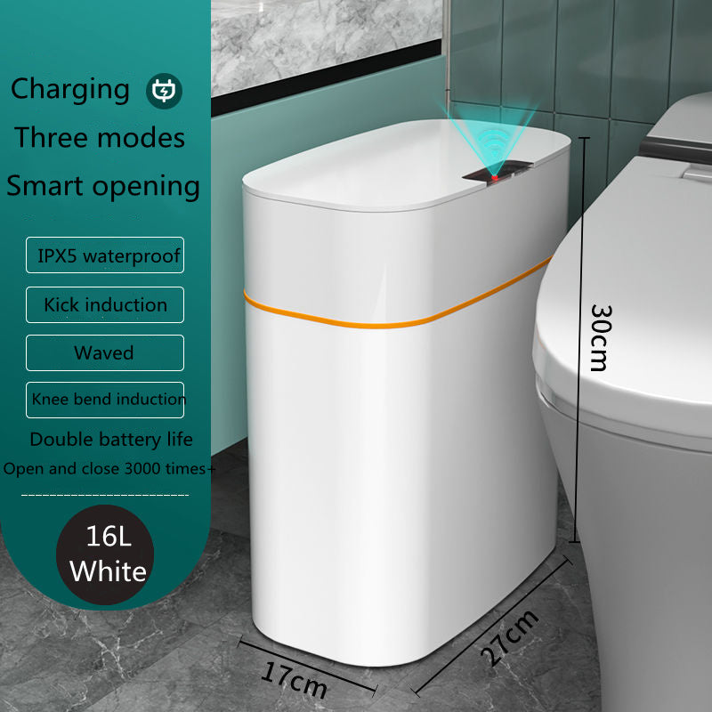 Smart Induction Trash Can with Lid for Bedroom