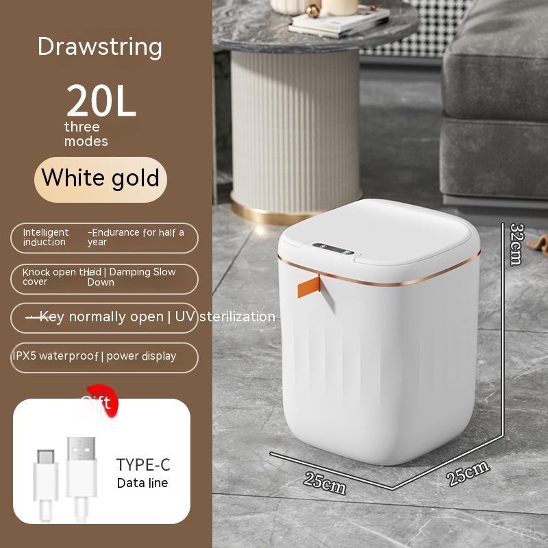 Smart Induction Trash Can with Lid for Bedroom
