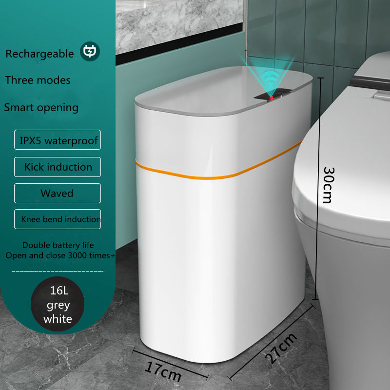 Smart Induction Trash Can with Lid for Bedroom